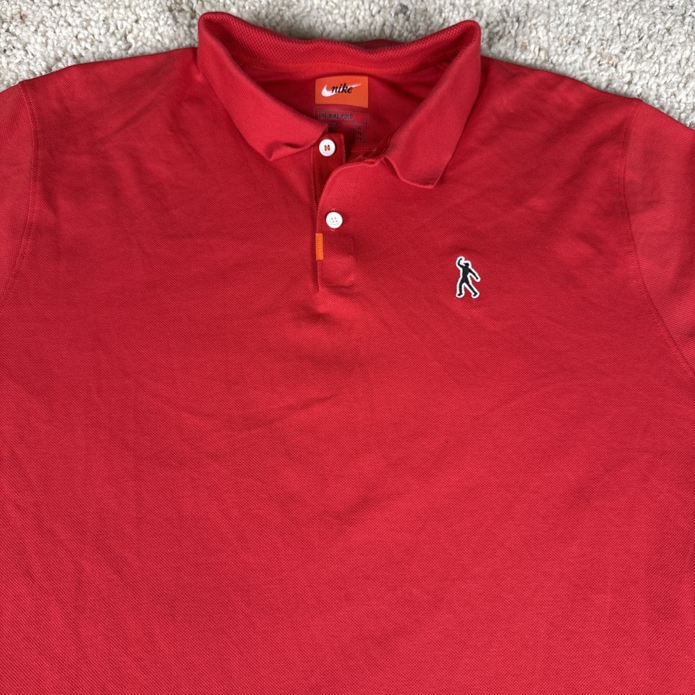 Nike Tiger Woods Golf Polo Shirt Men XL Masters Red On Sundays Fist Pump Logo